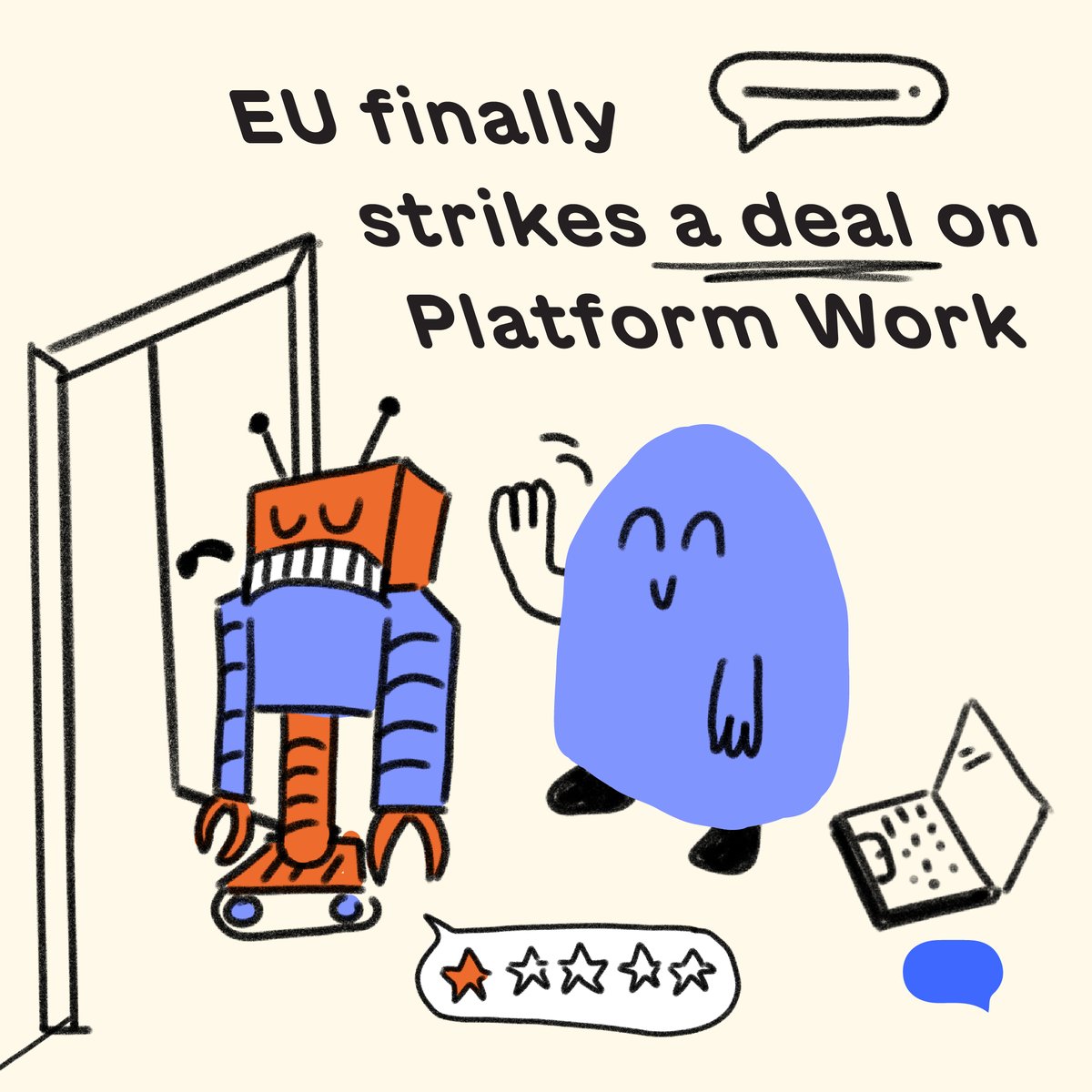🌟The EU has taken a first step to improve job conditions for 28 million people: no more robo-firing and power to platform workers! Now it's up to member states to make it happen💪 Read our article to discover what will change for young people on the job👇youthforum.org/news/eu-finall…