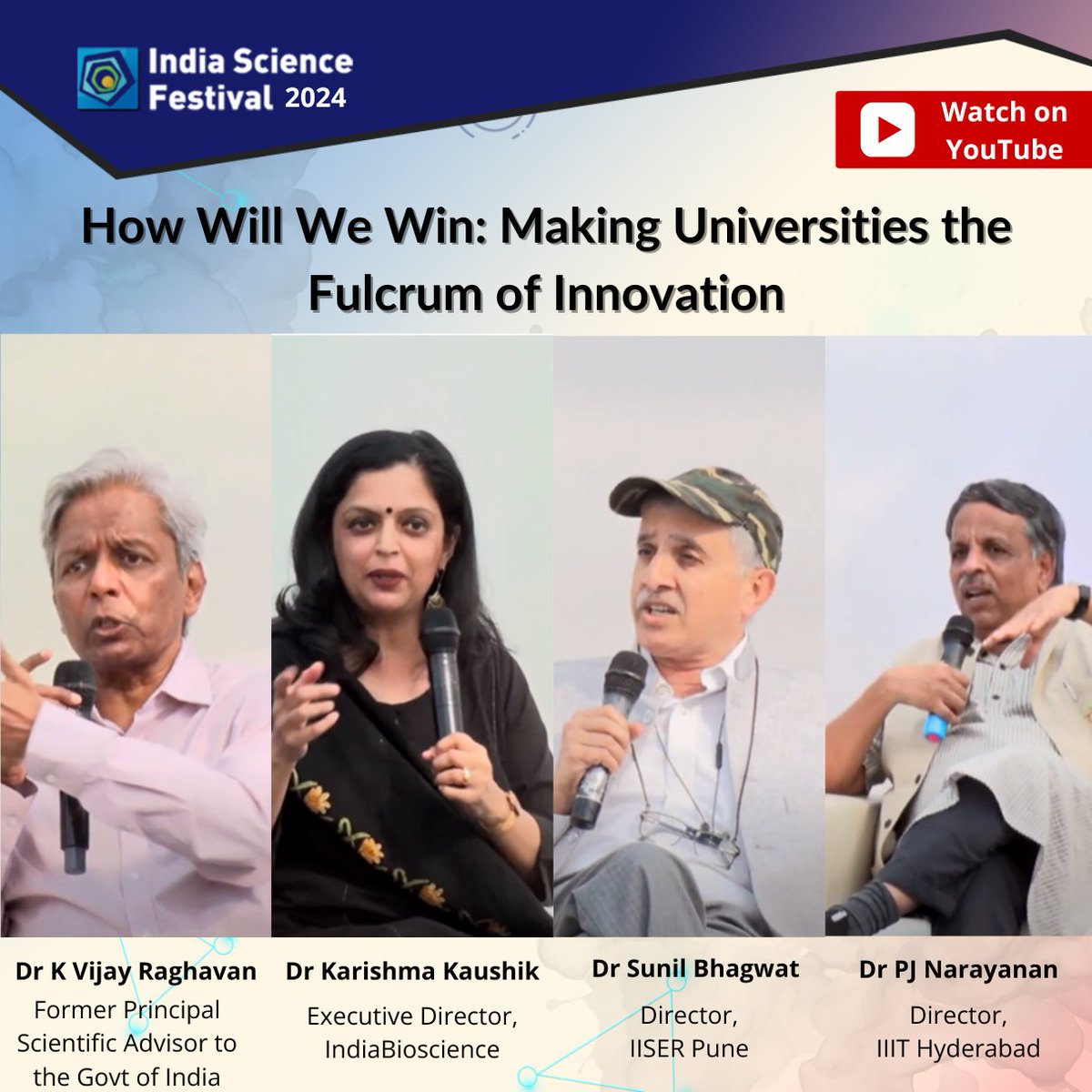 Watch this panel discussion from #ISF2024 on YouTube! Featuring esteemed panellists @PJNarayanan, @_KarishmaK, and Dr. Sunil Bhagwat, moderated by @kvijayraghavan as they discussed how Indian institutions can foster innovation and entrepreneurial culture. youtube.com/watch?v=0-ebXv…