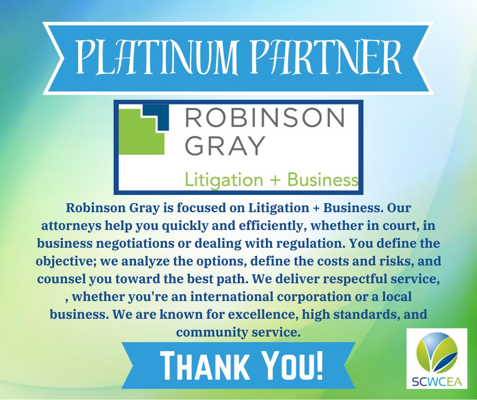 scwcea's tweet photo. Thank you @RobinsonGraySC for your Platinum Partnership! #SCWCEAPartner https://t.co/fN0ZYkIA6C