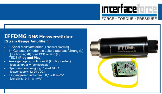 interfaceforce's tweet image. Miniatur Leiterplatten-#Messverstärker IFFDM6L vereint die gleichen Eigenschaften vom IFFDM6K nur in deutlich kleineren Abmessungen. Dadurch eignet sich dieser hervorragend für die Integration in Sensoren oder anderen Gehäusen interfaceforce.de/messverstaerke…