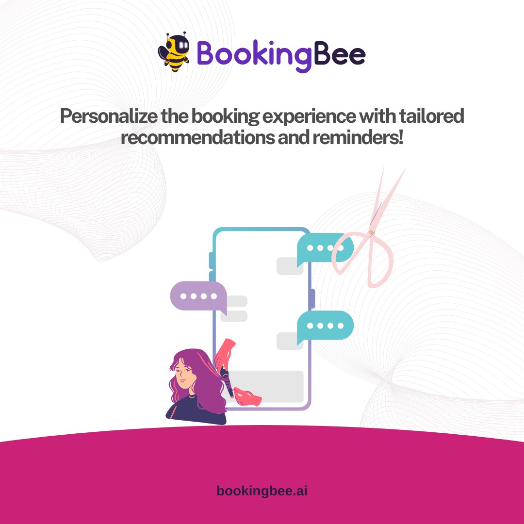 BookingBee_ai's tweet image. Our AI-powered booking system ensures every appointment feels tailored to your needs, boosting client satisfaction and fostering long-term loyalty. Say goodbye to generic bookings and hello to customized salon experience! 
#PersonalizedBooking #AIRevolution #ClientSatisfaction