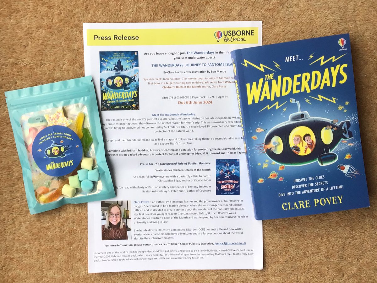 Super exciting #BookPost courtesy of @JFeichtlbauer @Usborne today! Beyond excited to receive a proof of #TheWanderdays: Journey to Fantome Island by @ClareFPovey. Described as Spy Kids meets Indiana Jones, it looks and sounds AMAZING! Out 06/06 for middle grade readers 🤩