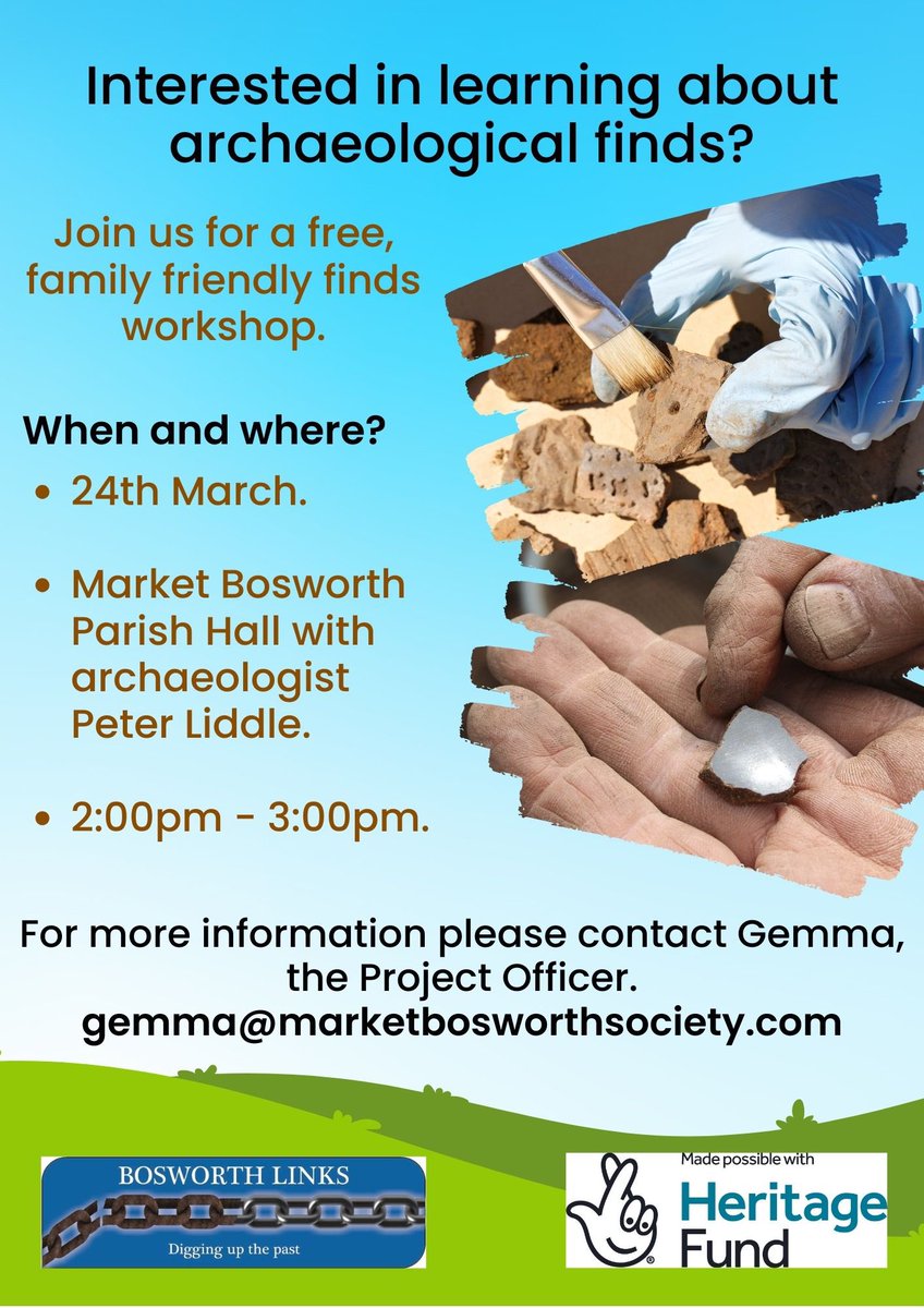 Join us for a free, family friendly finds workshop this Sunday in Market Bosworth with Peter Liddle!