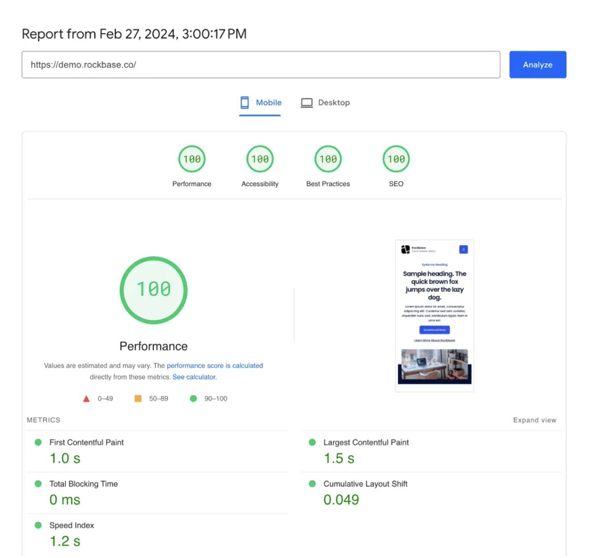 Yes. Rockbase is CRAZY fast. Perfect 100 page speed scores right out of the box.