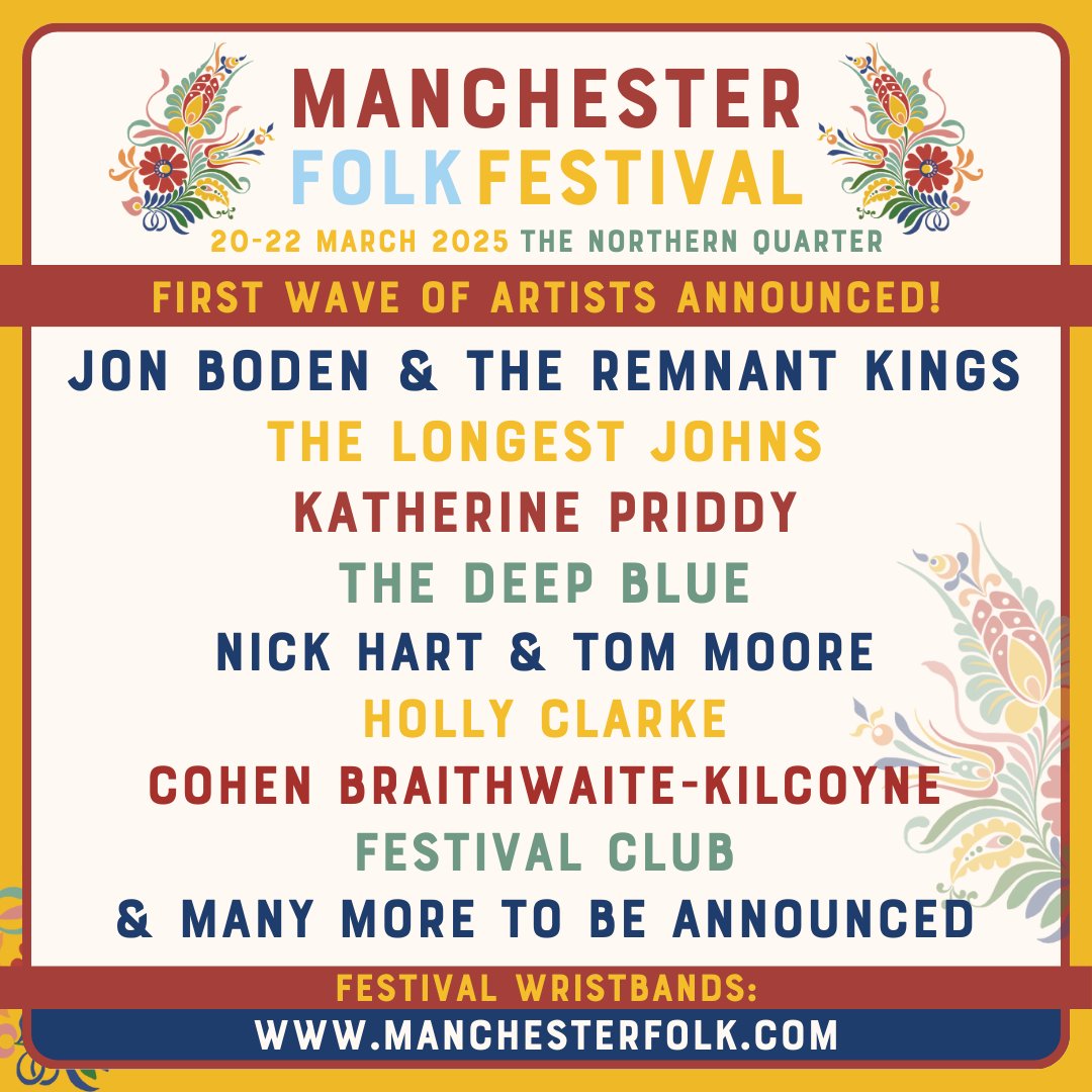 Absolutely thrilled to be amongst the first wave of announced artists for @McrFolkFest in 2025! Go put it in your calendars now!