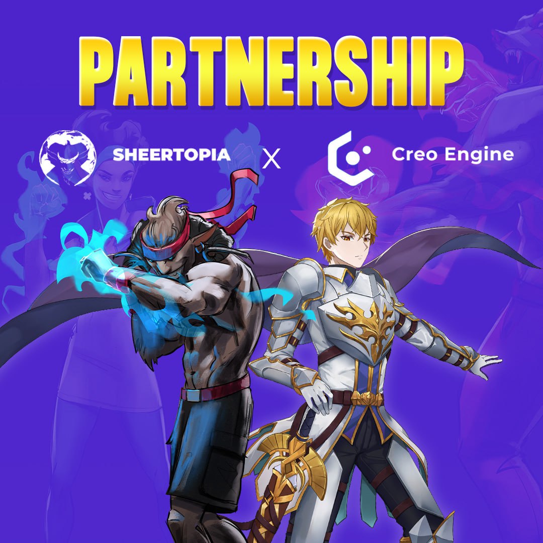 We're partnering with <a href="/creo_engine/">Creo Engine</a> ! 

In #Sheertopia, soon you'll find an exclusive CREO building to explore and learn all about them. 

Plus, we're thrilled to integrate 'Rise of Sheertopia' on their platform. 

A new era of collaboration begins! 🤝

#Partnership