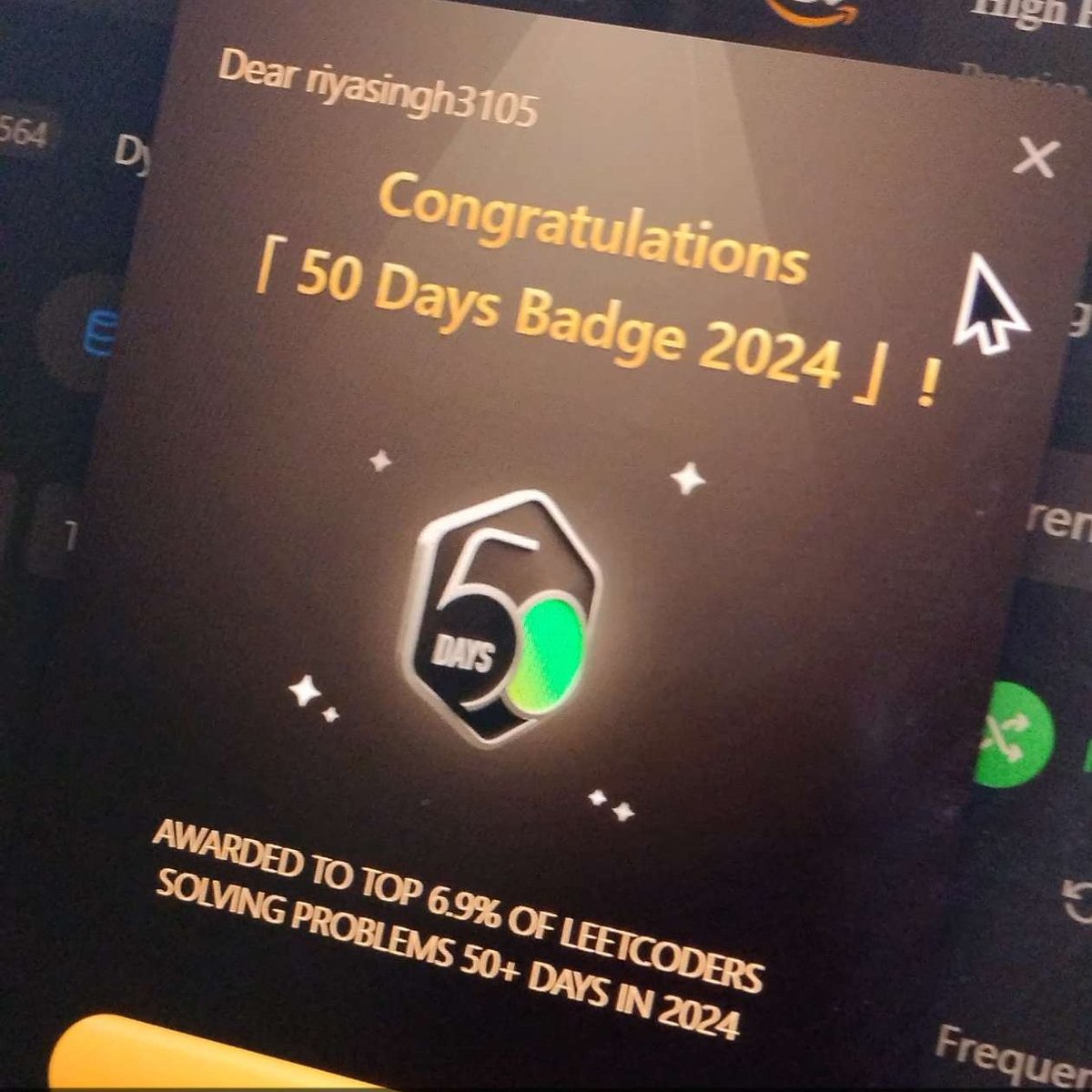 riyasingh3105's tweet image. Got my second badge on leetcode last week! 
Has been 6 months since I&apos;ve started doing leetcode and have solved over 130 questions of easy/medium difficulty. 
I&apos;ve also tried getting into competitive coding. Some tips on how I can get better?

#leetcode #DSA #competitivecoding