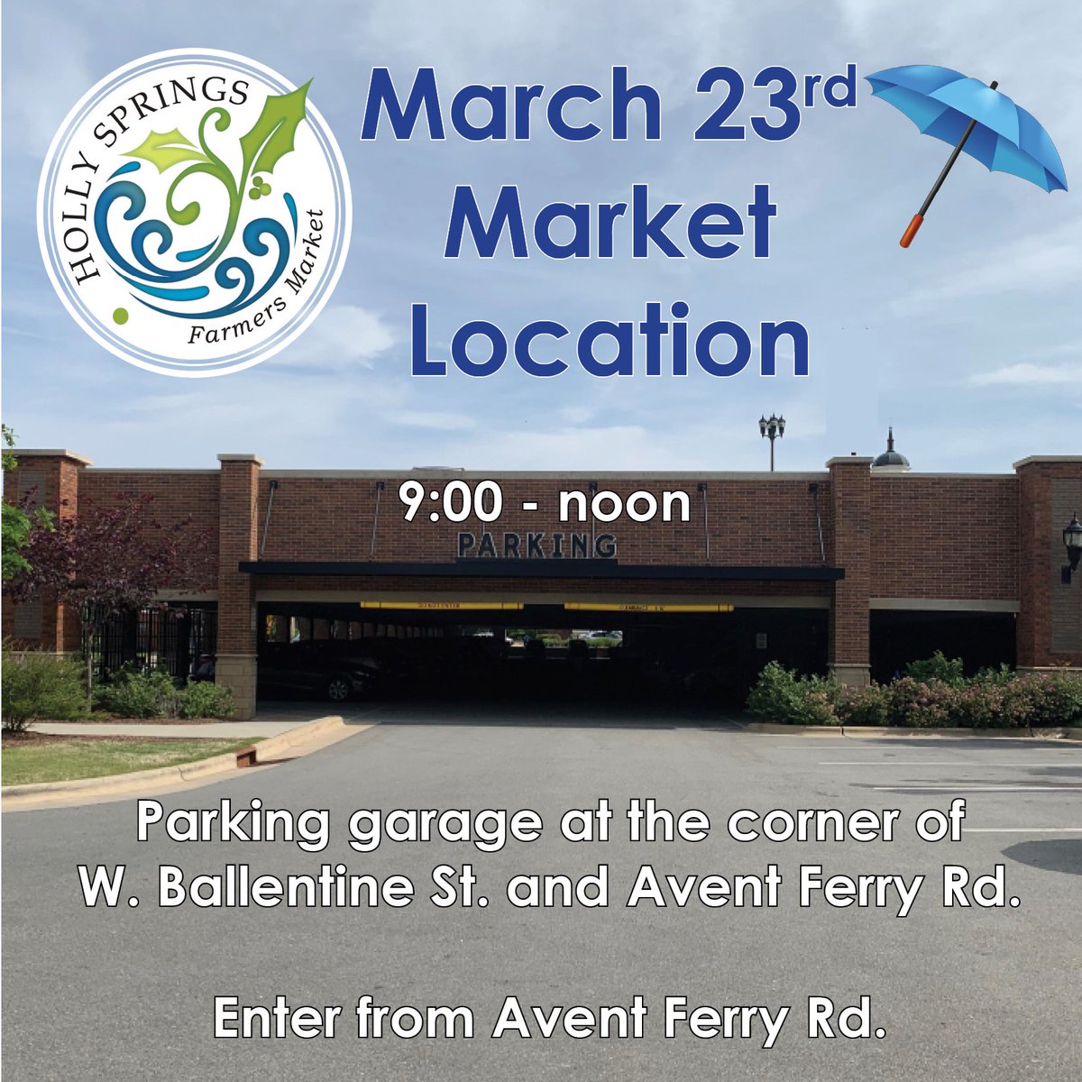 We will be OPEN March 23rd in the first floor of the parking garage at the corner of Ballentine St. and Avent Ferry Rd. (9:00-Noon) See hsfarmersmarket.com for more info.