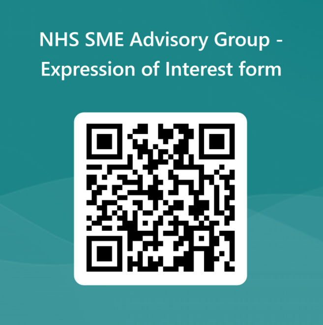 🚀 SME members: Join the SME Advisory Group, chaired by @jacquirock1, to remove barriers and increase opportunities between the NHS and SMEs, building on @NHSEngland's SME Action Plan. The deadline for applications is 12pm on Thursday 4th April. Scan the QR code below 👇
