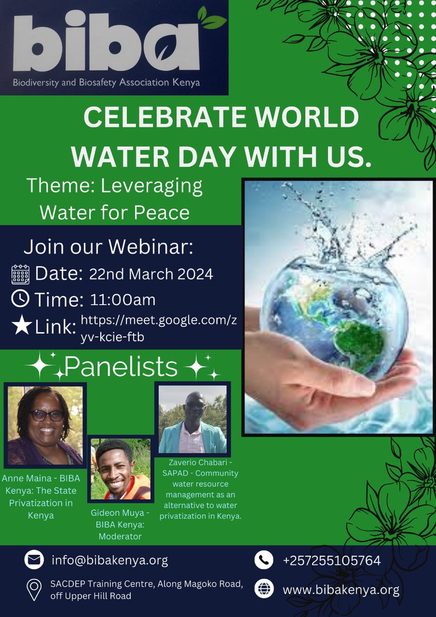 We celebrated World Water Day by diving into the depths of knowledge with our exclusive youth led panel discussion on the state of water privatisation in Kenya and community water resource management in Kenya. #worldwaterday #waterconservation #webinar #waterawareness