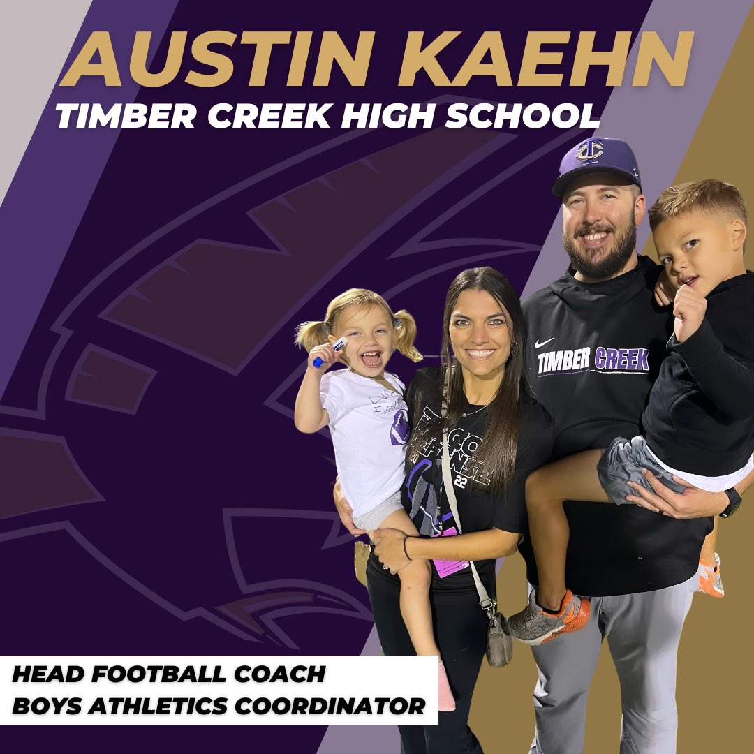 We would like to introduce Coach Austin Kaehn as our new Keller Timber Creek HS Head Football Coach and Boys Athetlics Cordinator. #TCOD