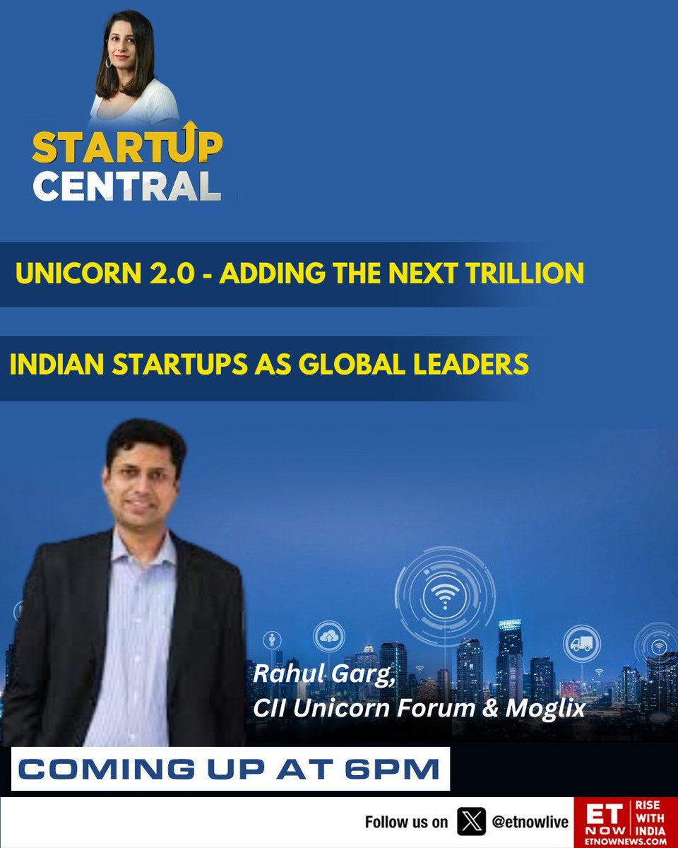 COMING UP @ 6 PM | Startup Central 

Rahul Garg of Moglix &amp; CII Unicorn Forum speaks on the outlook for unicorns, job creation and what's in store for the Indian economy

<a href="/avannedubash/">avanne dubash</a> <a href="/ragarg/">Rahul Garg</a> <a href="/moglix/">moglix</a> <a href="/CiiUnicorn/">CII Unicorn Forum</a>