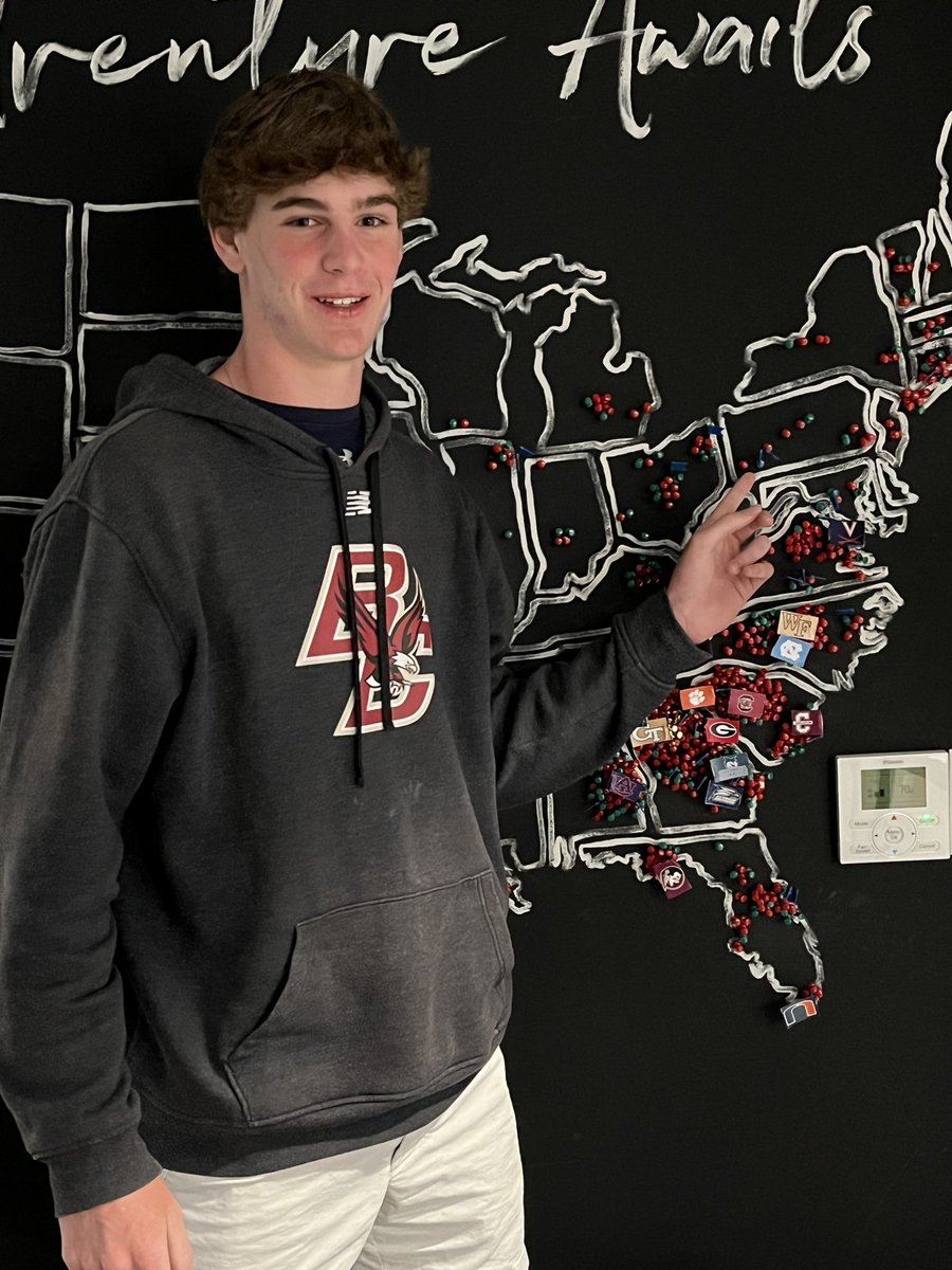 Liam is cruising into the weekend with great news! He is heading to MA in the fall. Congratulations on your acceptance to @BostonCollege #mvpins @Erin_MVS @Aerial_MVS @Alejandro_MVS