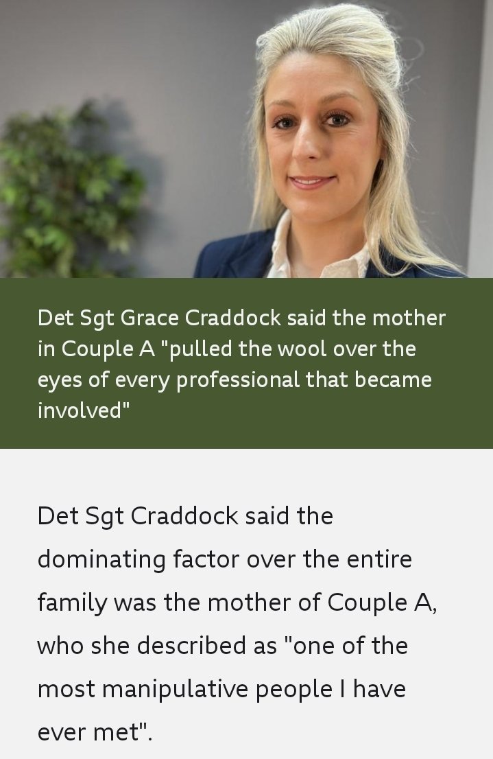 Women don't abuse? 🤔 

Monday: Channel 5 documentary #mywifemyabuser 

Today: report where, yet again, the mother is the dominant perpetrator "pulling the wool over the eyes of every profession" 

BBC News - Couple adopted vulnerable children to abuse
bbc.co.uk/news/uk-englan…