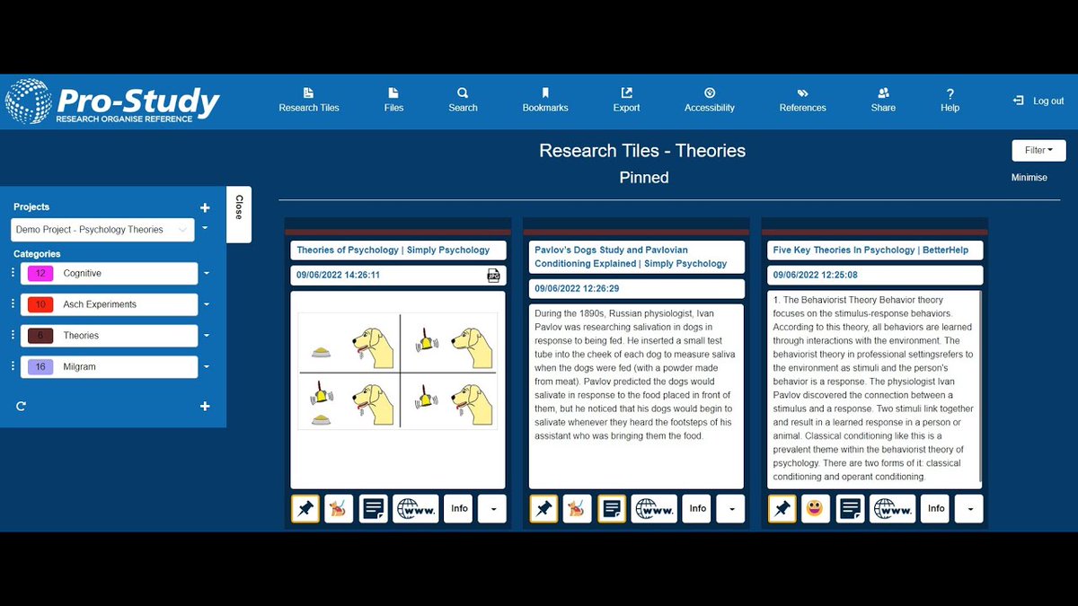 Pro-Study encourages a more inclusive and thematic approach from start to finish with features such as 2-click bookmarking, research tiles, colour-coded projects and creating citations and references. Find out more here: zurl.co/VL8f #ResearchTool #DSAApproved