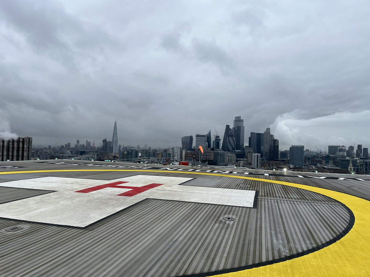 Awesome day teaching #pocus to @LondonAirAmb with the @IofPHC What a view from the Helipad!