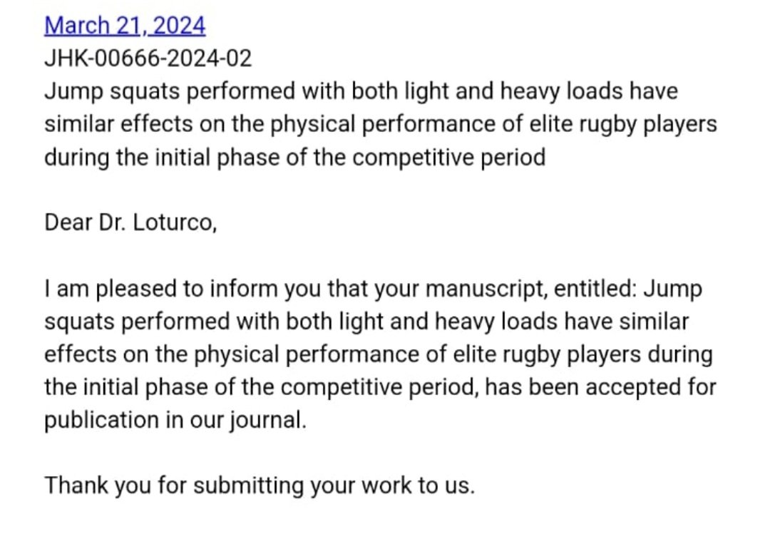 Irineu Loturco PhD (@irineuloturco) on Twitter photo Delighted to announce that our latest paper with 🏉 players has been accepted for publication in the SI "Strength & Power" of the <a href="/jhkawf/">Journal of Human Kinetics</a>. This SI is directly linked to the Intl Conf at AWF Katowice, Poland, from March 15-17. Intl Collab w <a href="/fparejablanco/">Fernando Pareja</a> & <a href="/SantiZabaloy/">Santiago Zabaloy</a> 🇧🇷🇪🇸🇦🇷 Delighted to announce that our latest paper with 🏉 players has been accepted for publication in the SI "Strength & Power" of the <a href="/jhkawf/">Journal of Human Kinetics</a>. This SI is directly linked to the Intl Conf at AWF Katowice, Poland, from March 15-17. Intl Collab w <a href="/fparejablanco/">Fernando Pareja</a> & <a href="/SantiZabaloy/">Santiago Zabaloy</a> 🇧🇷🇪🇸🇦🇷