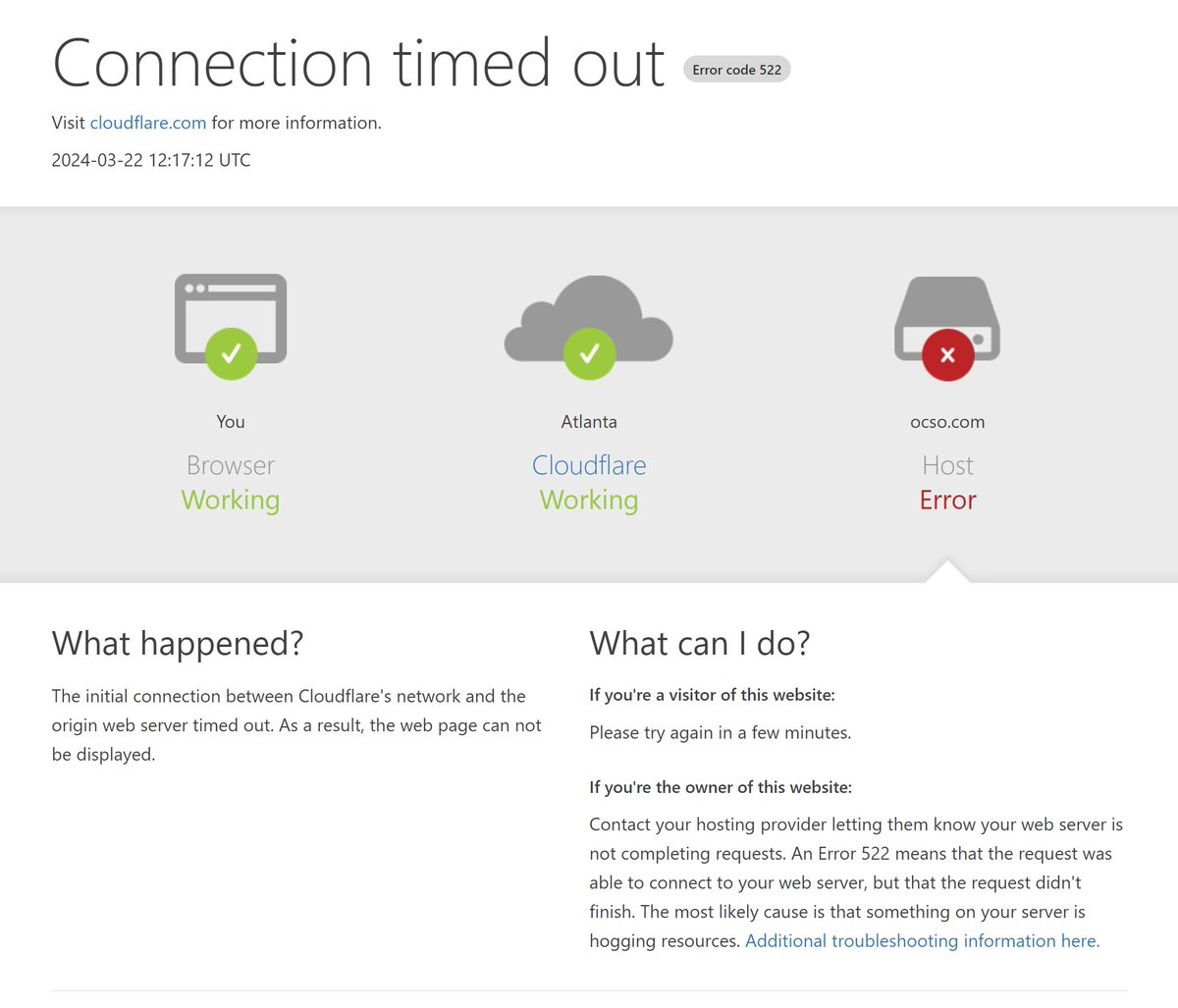 It really makes you wonder about the health of the <a href="/OrangeCoSheriff/">Orange County Sheriff's Office</a> network when the public facing website is down. If the intranet is down then major implications for operational efficiency, especially dispatching calls for service!

Vote Bill Moore for Orange County Sheriff