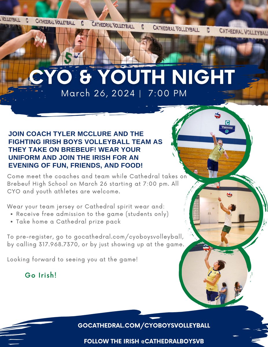 Excited for CYO & Youth Night next Tuesday! ☘️🏐
