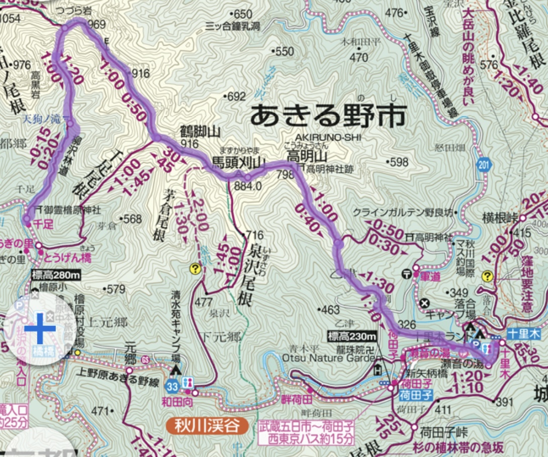 本日は千足バス停からつづら岩経由で鶴脚山～馬頭刈山～高明山～十里木バス停まで。13年前に聞いた母の印象とは違って気持ちの良い道でした。どの山頂にも展望はないけれど、道中に富士山がよく見える場所が3箇所ありました
