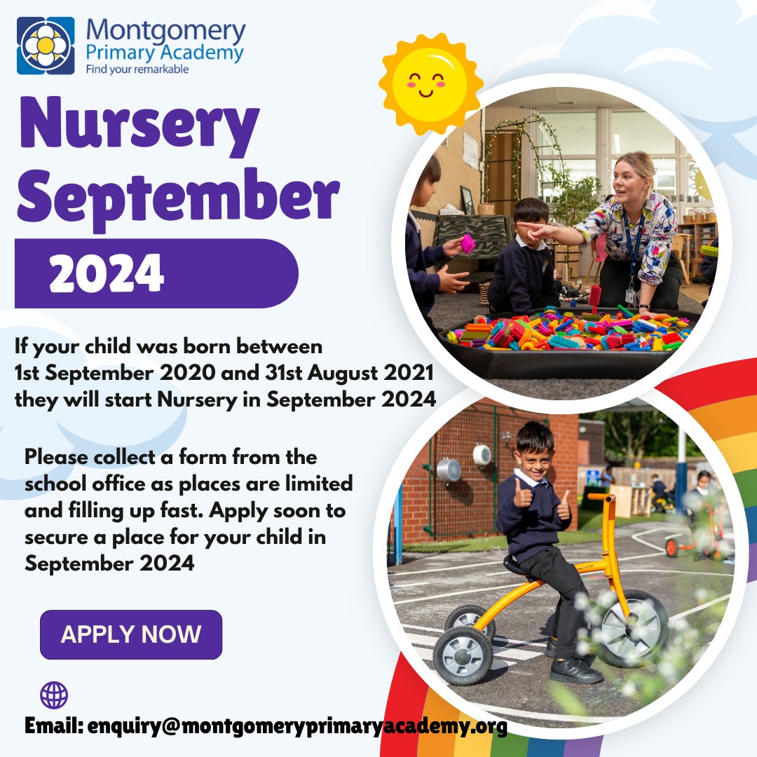 Starting Nursery in September 2024. Please collect a form from the School Office as soon as possible as places are limited.