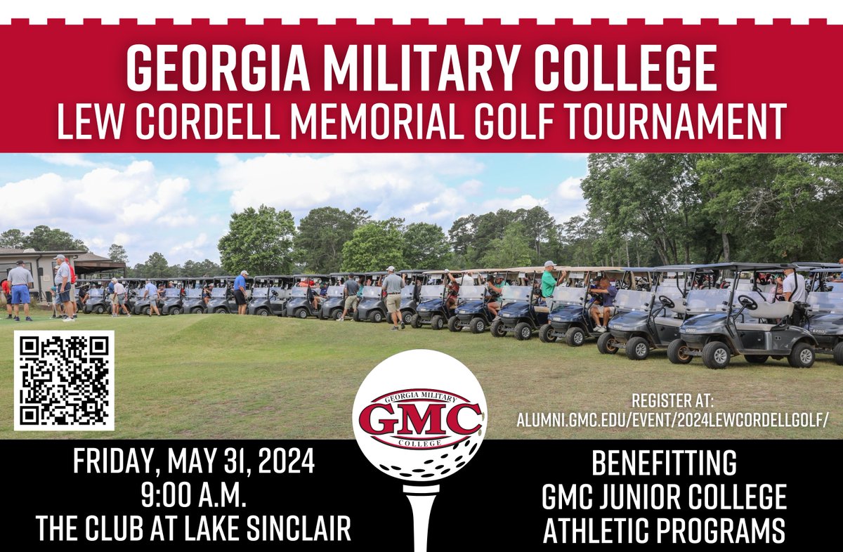 This is your chance to support GMC Junior College Athletics as we strive to promote leadership and discipline through sports. Sign up today for our annual Lew Cordell Golf Tournament taking place at the Club at Lake Sinclair! ⛳ Learn more here: alumni.gmc.edu/event/2024lewc…