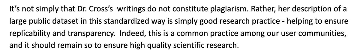 Regarding allegations against Christina Cross: We, a group of scientists who lead public datasets (including PSID), wish to state that her discussion of PSID isn't plagiarism. Standard language to describe public data is, in fact, good scientific practice docs.google.com/document/d/1te…