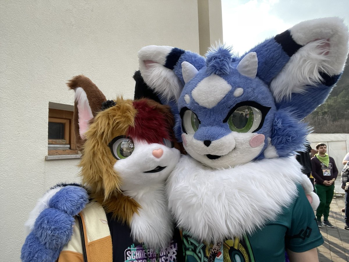 Happy #FursuitFriday ! I met @Crispy_Dwagon at the @SloFurs meet last weekend! It was an awesome time and so cool to meet you and many others! 😸 My suit 🧵 @SchneeCreations