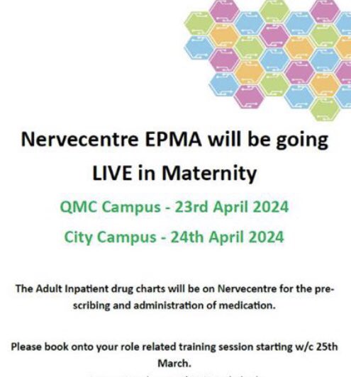 Our next area to go live is Maternity!! Training starts next week ready for an April go live @NottmMaternity @nervecentrehq