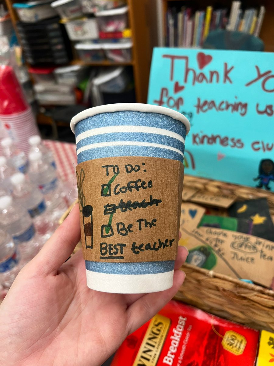 Kindness club members decorated coffee cup sleeves for staff to show their appreciation 💕