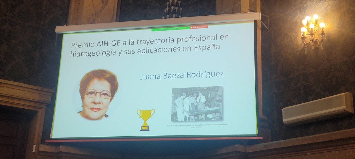 En el Día Mundial del Agua se están haciendo entrega de los Premios de la AIH-Grupo Español, en la Escuela de Minas de Madrid. El correspondiente a la trayectoria profesional en Hidrogeología y sus aplicaciones en España le ha correspondido a Juana Baeza Rodríguez, ex-IGME.