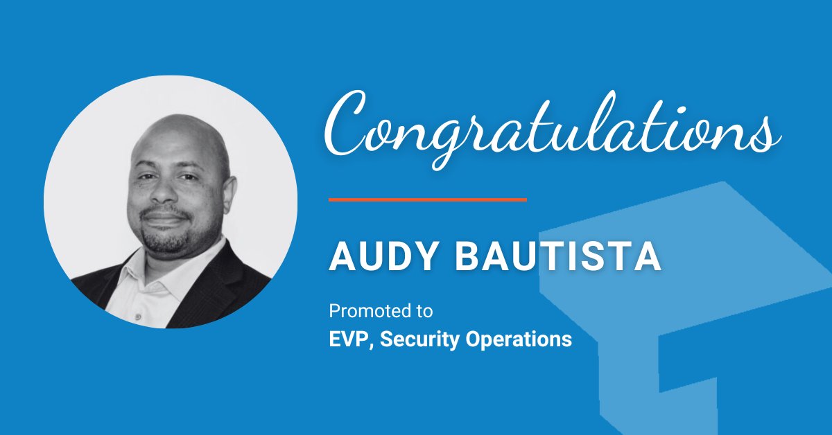 Congratulations to Audy Bautista on his promotion to EVP, Security Operations! 👏 #OneThrive #employeepromotion