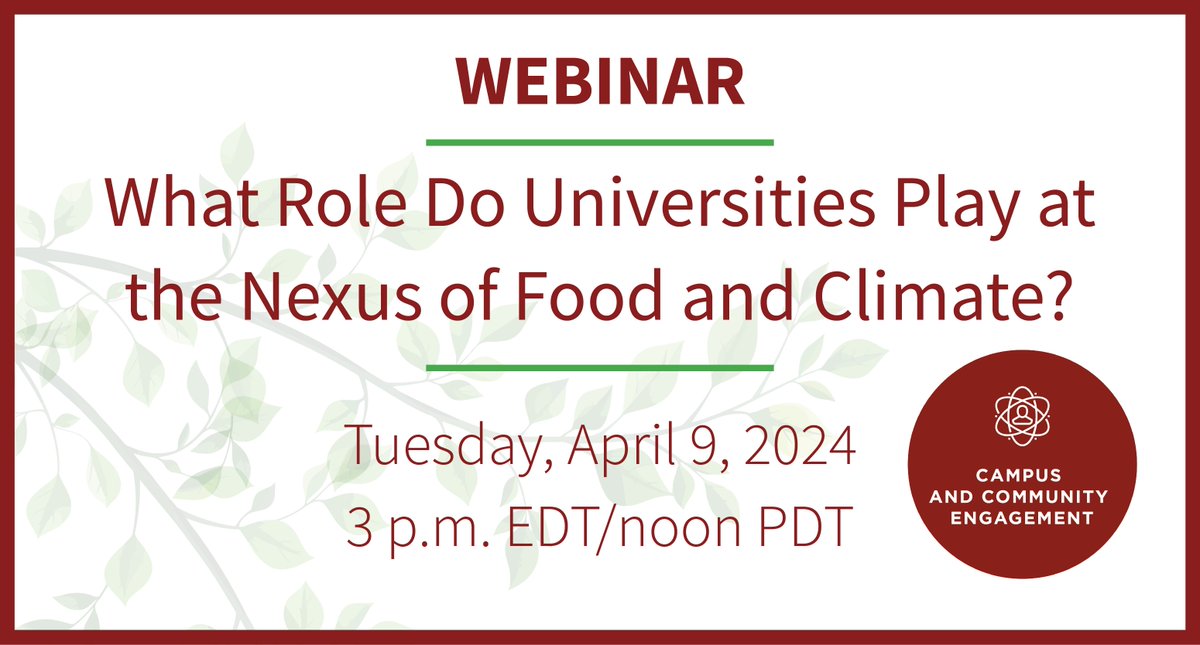 Don't miss this groundbreaking webinar on 4/9 to hear from sustainability pioneers at Simon Fraser University about building climate-resilient food systems. Sponsored by @PerdueChicken Register today! zurl.co/ofj6 #Climate #Webinar