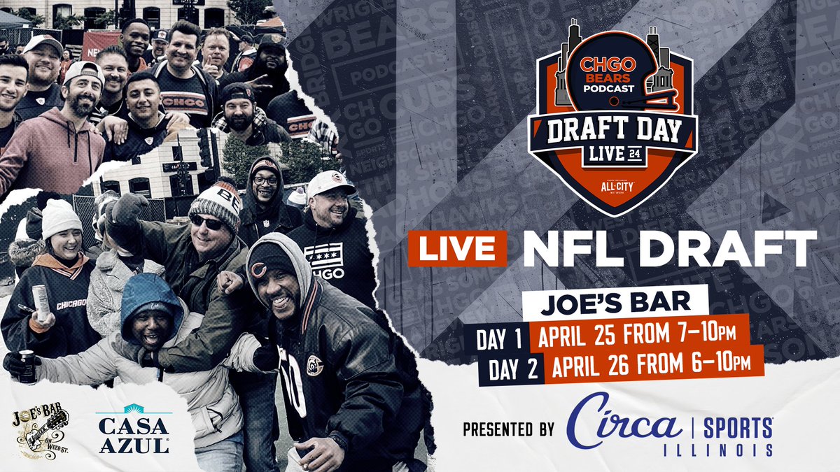 3️⃣4️⃣ Days until our 2-Night NFL Draft Party over @joesonweedst! 🏈 Presented by @CircaSports 🎟 - allchgo.com/event/chgo-bea…