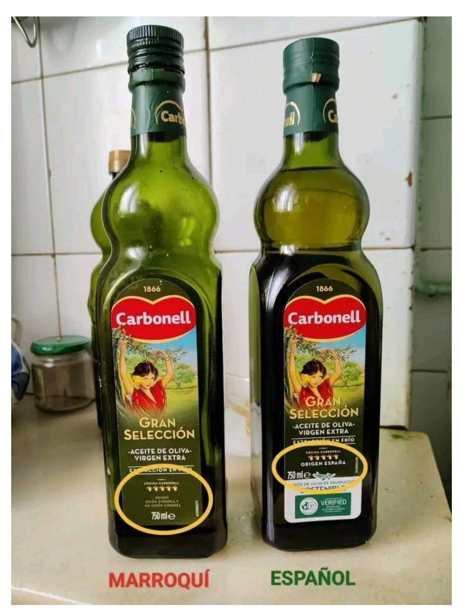 1. Fue la especulación: aceite oliva virgen 🇪🇸en Noruega a 5.25€ o Inglaterra a 5.50£, frente a #España de 11 a 14€/l.
2. Ahora es el fraude mezclándolo con aceite de #Marruecos

@HojiblancaUK @cooparbequina @AceitesOlivaES @hermanntertsch @doestepa @cooparbequina @aceitevijdop