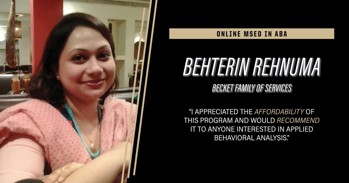 PurdueEDU's tweet photo. “Obtaining my online #AppliedBehavioralAnalysis master's through @LifeAtPurdue was beneficial and a huge factor in my being able to continue my education,” says alumna Behterin Rehnuma. 🔗 https://t.co/ZEJN7B9V8g https://t.co/3IsWb4xLCp