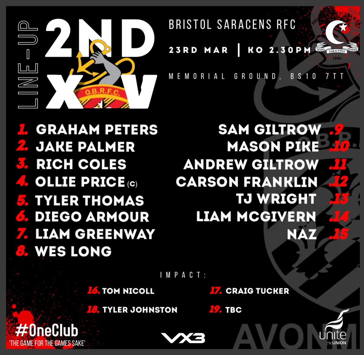 SQUAD ANNOUNCEMENTS⤵️ Here’s our senior men’s squads for this weekends fixtures. The 1st XV play their final home league fixture of the season. ⚫️🔴⚫️ @GRFUrugby @swsportsnews