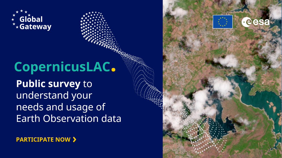 #DYK that @EU_Partnerships and @esa are helping us to foster the use of #Copernicus🇪🇺🛰️ #EO #OpenData in the Latin America and Caribbean region? You can support their activities by participating in their Stakeholders Consultation survey at👇 ec.europa.eu/eusurvey/runne…