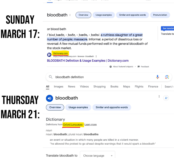 YourAnonNews's tweet image. y'all got the right-wing brain rot virus.  If you knew anything about algorithms, you'd know that Google put's the most viewed/clicked result at the top of the results.
Holy shit are you people stupid. Dictionary dot com vs Oxford Languages and you politicized it. Idiot.