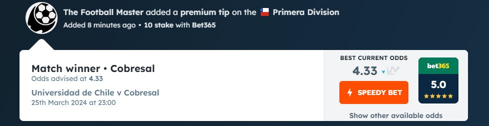 T_Foot_Master's tweet image. "Friday's Bet of The Day "     
 22 March / Chile Primera Division
  Universidad de Chile vs Cobresal    
Cobresal to win @ 4.33 @bet365 

#FreePick #BOTD like retweet