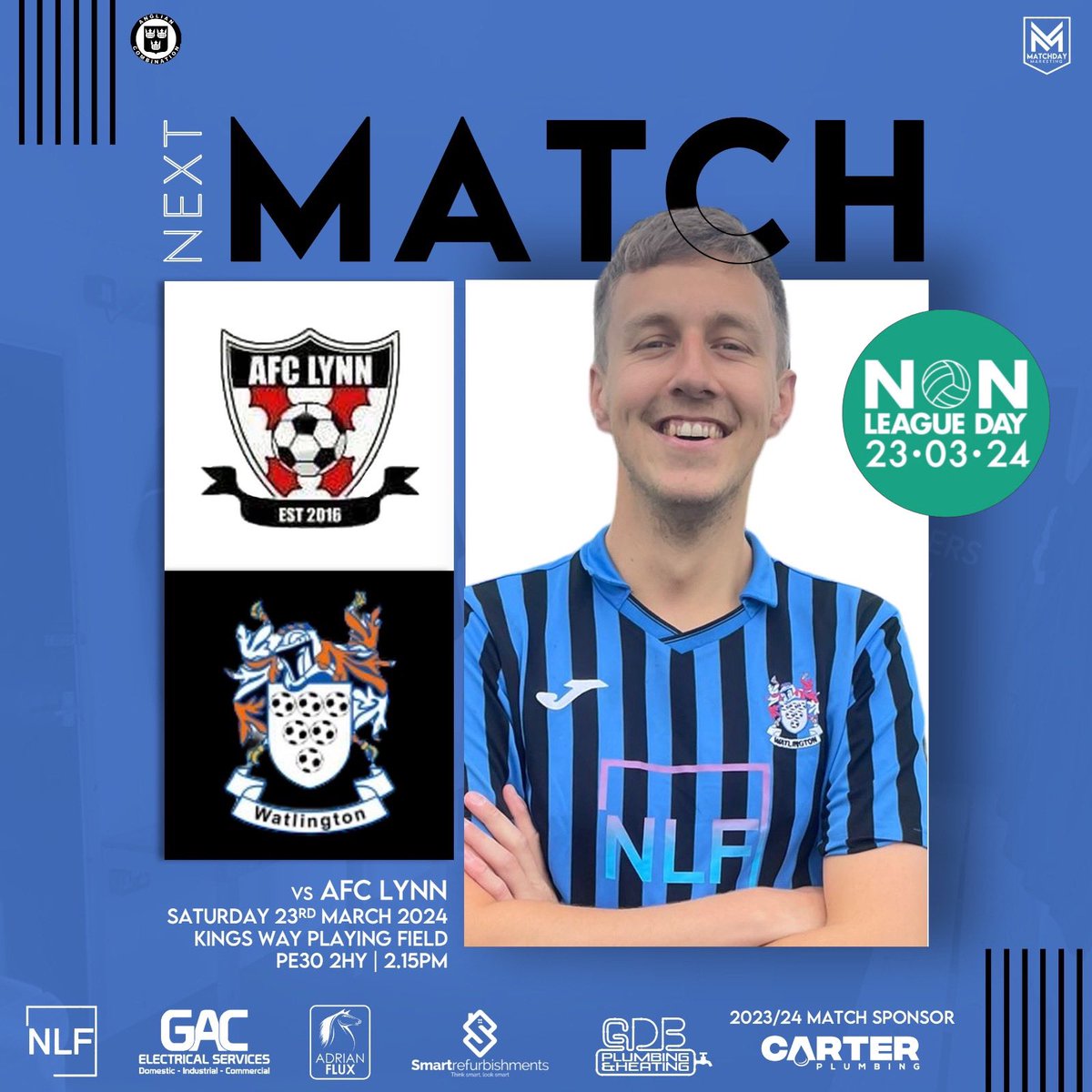 Join us tomorrow for non league day, as we return to league action after last week’s cup phenomenon as we take the very short trip to our noisy neighbours @AfcLynn  14:15 KO #Wattyboys #wattytakeover 💙🖤@nonleaguedayuk