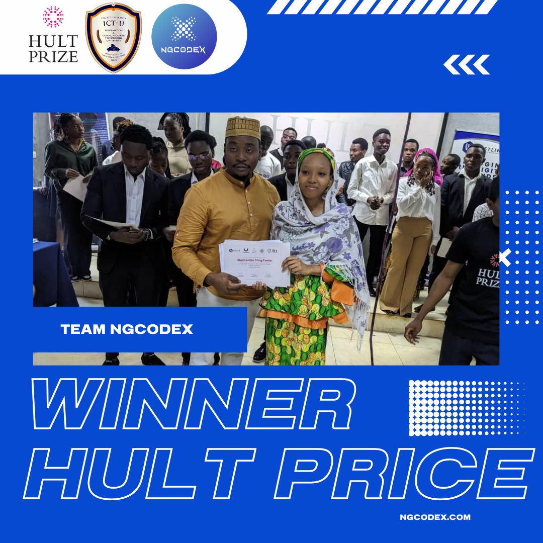 ngcodex's tweet image. We are delighted to announce that the NGcodeX team from ICT University has triumphed at the Hult Prize on Campus! #ngcodex #ictuniversity #win #hultprice