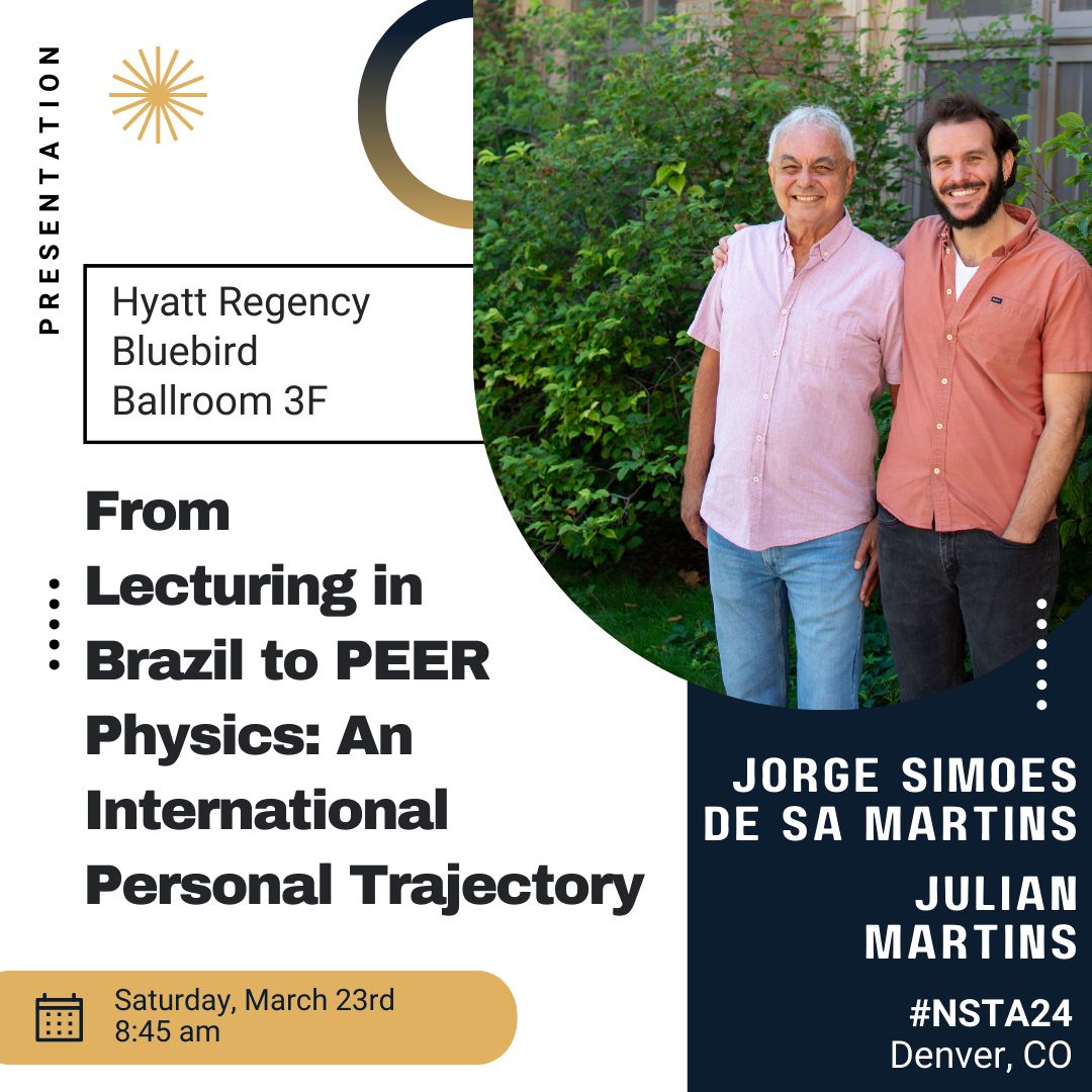 🌟 Join us for an inspiring talk with Julian Martins, a distinguished PEER Physics instructor! 🎓

📅 Friday, March 22 
🕒 10:40 AM - 11:40 AM
📍 Location: Hyatt Regency Denver - Capitol Ballroom 1

Don't miss this enlightening discussion! #PhysicsEducation #InquiryBasedLearning