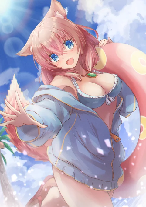 #パーカー女子のイラスト貼ろうぜ パーカー+水着なよくばりセット 