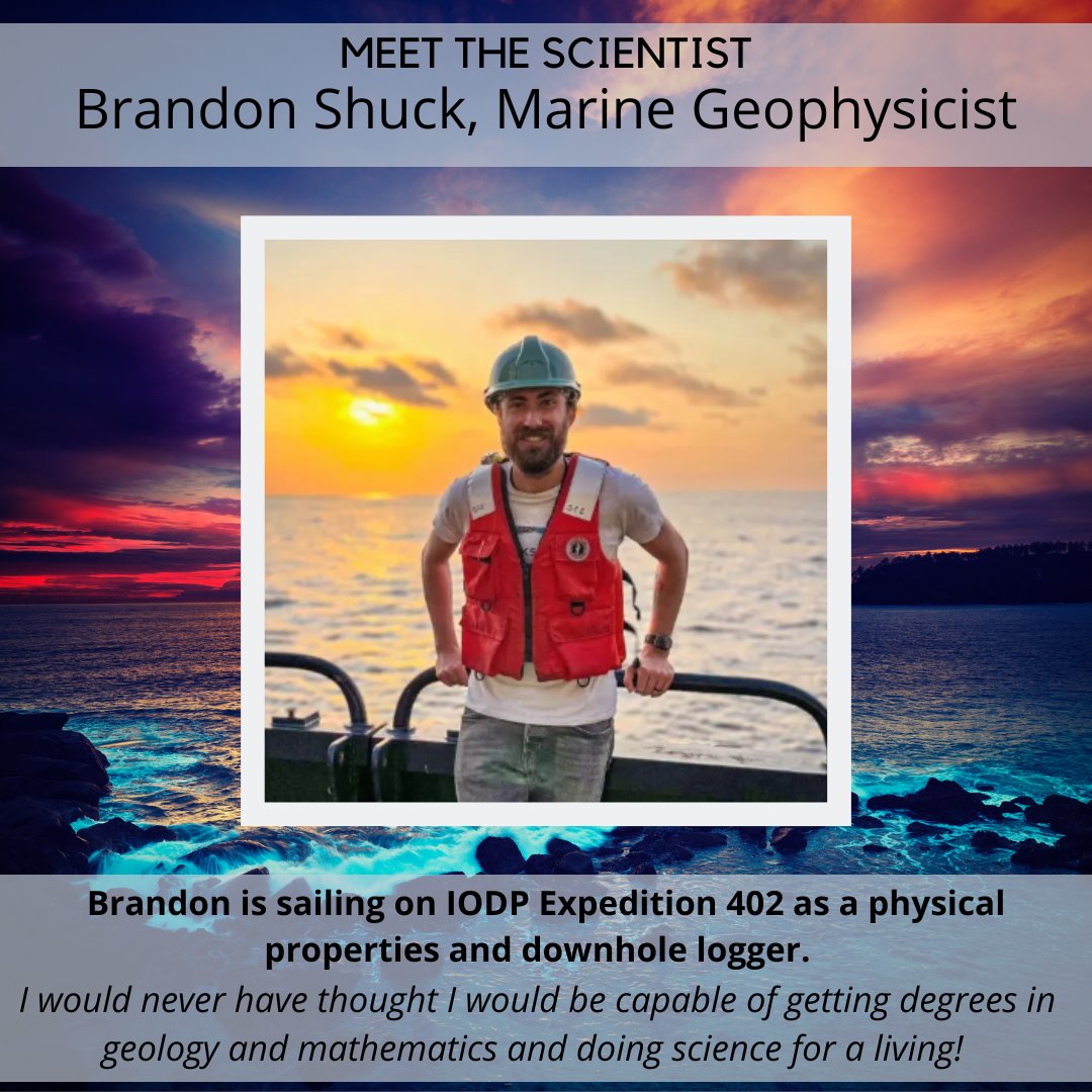 #MeetTheScientist on @TheJR #Exp402, Brandon Shuck! Brandon is a marine geophysicist whose research intersects tectonics, geophysics, structural geology, and basin analysis. Read more about Brandon and his research on the site! ow.ly/OUY150QIYC5