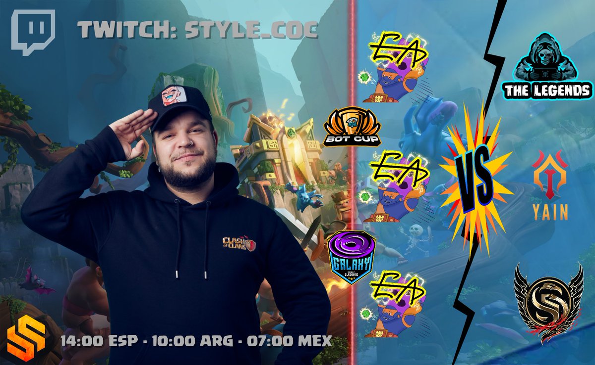 🟣 LIVEEEEEEEEE!

Primer Stream del Día! Calentamiento para el Fin de Semana! 🥳

🏆 BOT Cup | Cosmo League

✅ Early Attax 🆚 The Legends
✅ Early Attax 🆚 YAIN
✅ Early Attax 🆚 Synchronic

TODO el MUNDO para DENTRO! 😍

📺 twitch.tv/style_coc