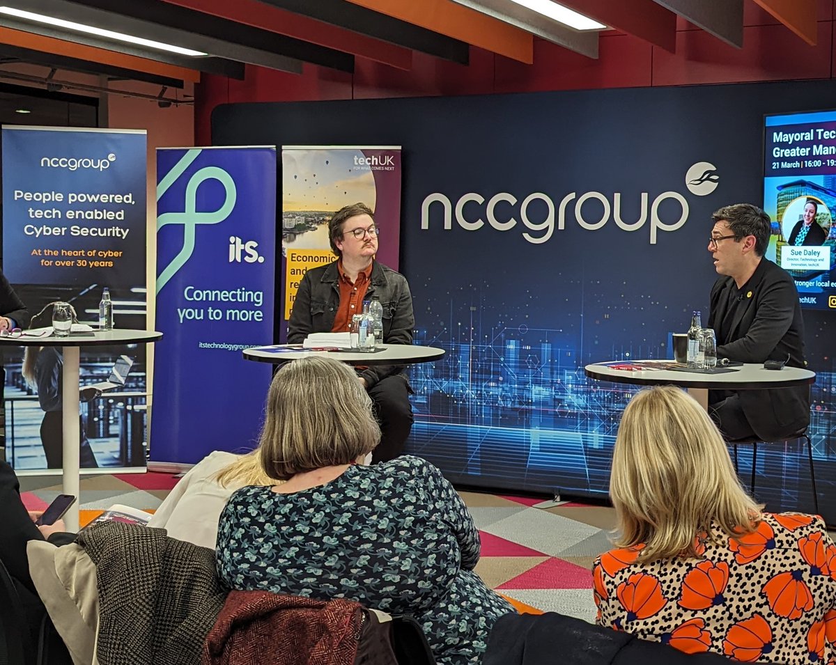 Yesterday, we were delighted to host and sponsor @techUK's #GreaterManchester Mayoral ‘Tech’ Hustings. As a Manchester-based business, we’re proud to have been part of a vibrant conversation which shone a light on the city’s exciting #tech sector. #MayoralElections