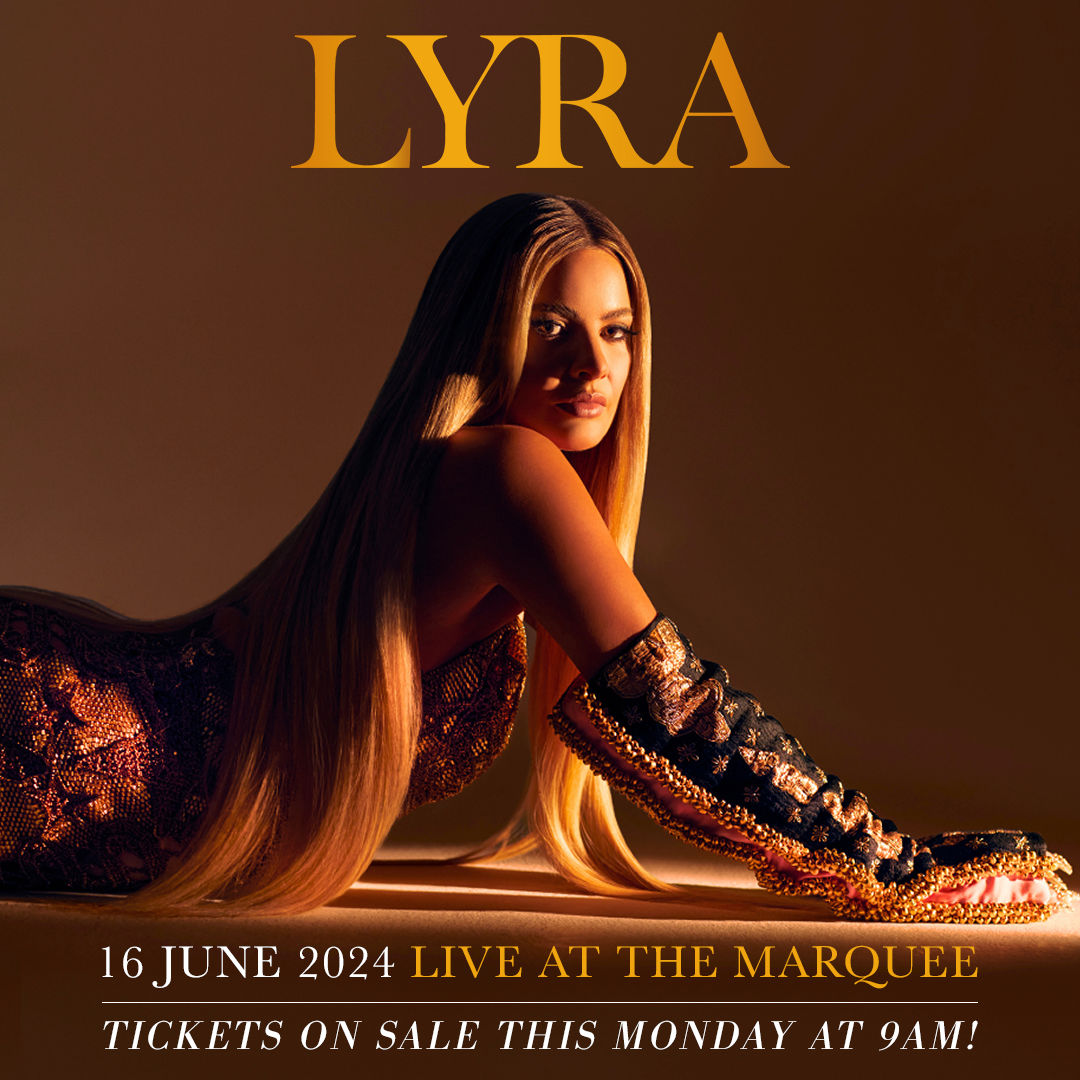 ✨ 𝙇𝙔𝙍𝘼 ✨ 🎶 One of the most striking talents to have emerged from Ireland in the past few years, we are very excited to have @thisislyra coming to the Marquee, 16 June 🎪 🎟️ Tickets on sale tomorrow at 9am! ⏰