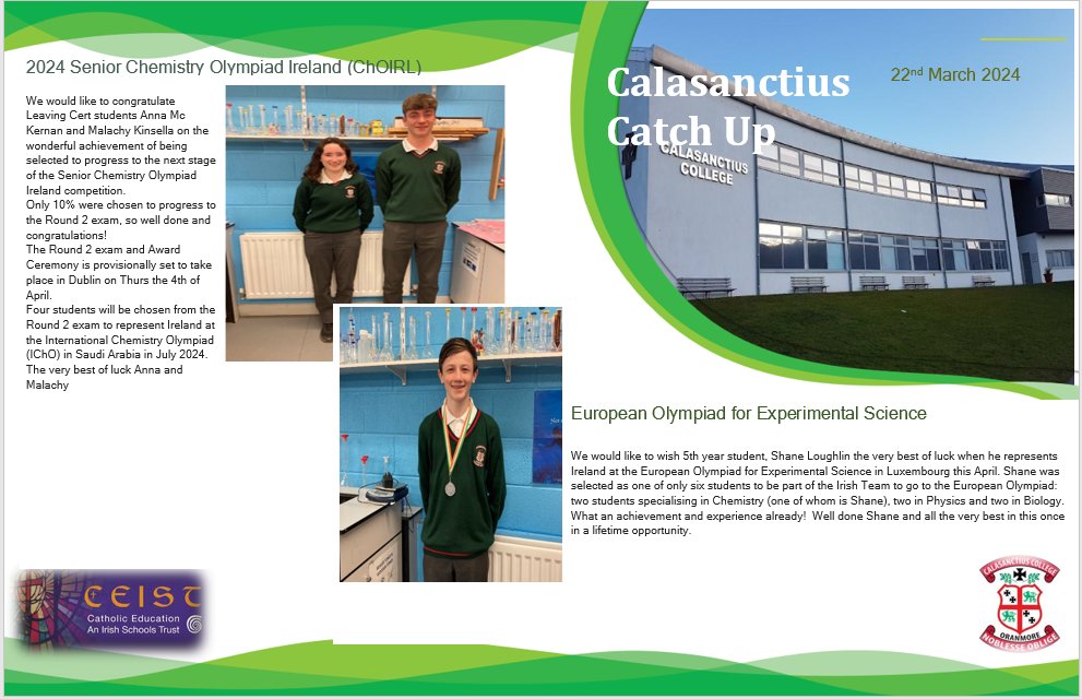 Check out our website for this week's Calasanctius Catch Up.