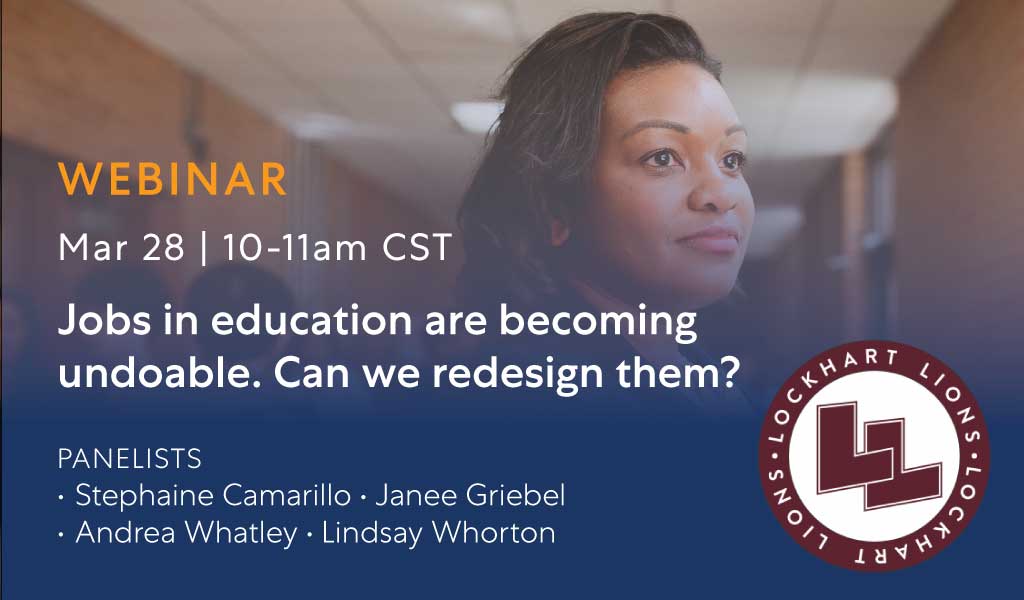 Jobs in education are becoming undoable. Can we redesign them? March 28 | 10-11am CST Register here: forms.holdsworthcenter.org/f/webinar-jobs…